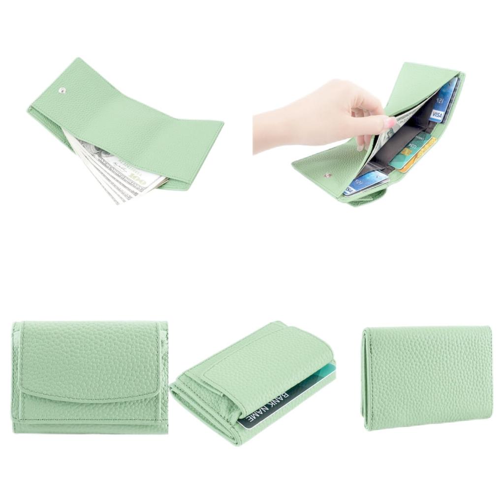 Liorne Mini Small Compact Slim Skimming Genuine Leather Women's Wallet, Wallet, Tri-fold Wallet, Wallet, Protection, (Khaki)