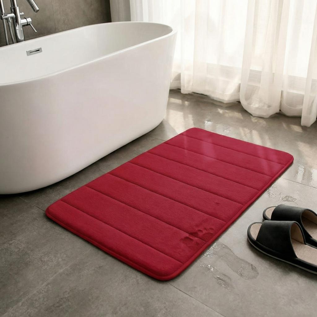 Absorbent Non Slip Bathroom Rug Coral Fleece Bath Mat Soft Comfortable Water Resistant Floor Mat for Shower Tub 40x60cm