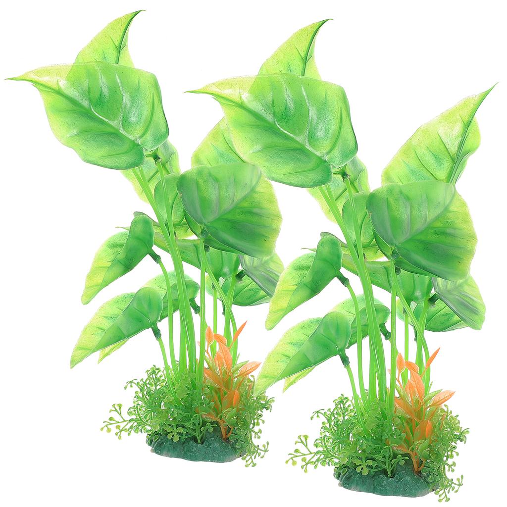 2 Pcs Aquarium Plants Large Fish Tank Decorations Vibrant Colored Easy Clean Artificial Stable Base L Scape Tools Terrarium