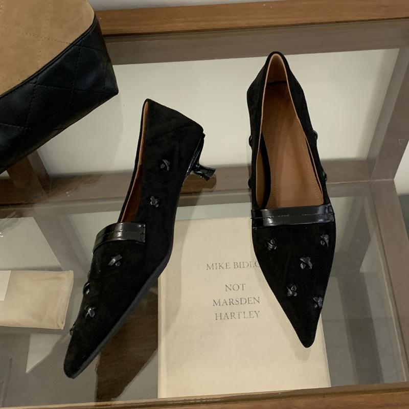 Fashion SUOJIALUN 2025 New Brand Women Pumps Shoes Fashion Pointed Toe Slip On Ladies Elegant Boat Shoes Thin Low Heel Dress Single Shoe