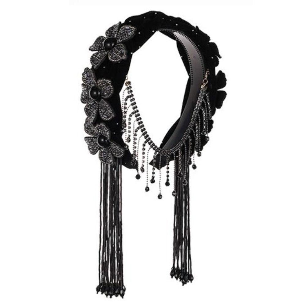 Korean Style Braid Flower Hair Hoop Sweet Rhinestone Party Celebration Tiara Exquisite Light Luxury Elegant Headband