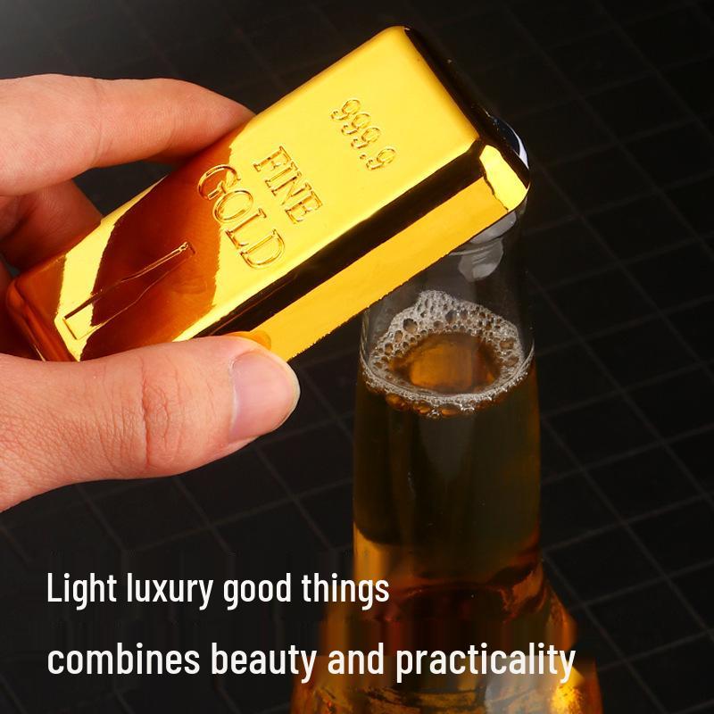 Exclusive: Stainless Steel Imitation Gold Ingot Card Wine Opener with Easy-Pull Design