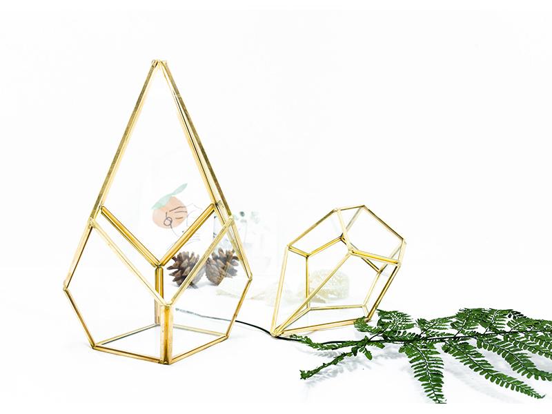 Geometric Glass Rhombus Greenhouse Ornament: European Wine Cabinet Micro Landscape & Preserved Flower Pot Craft
