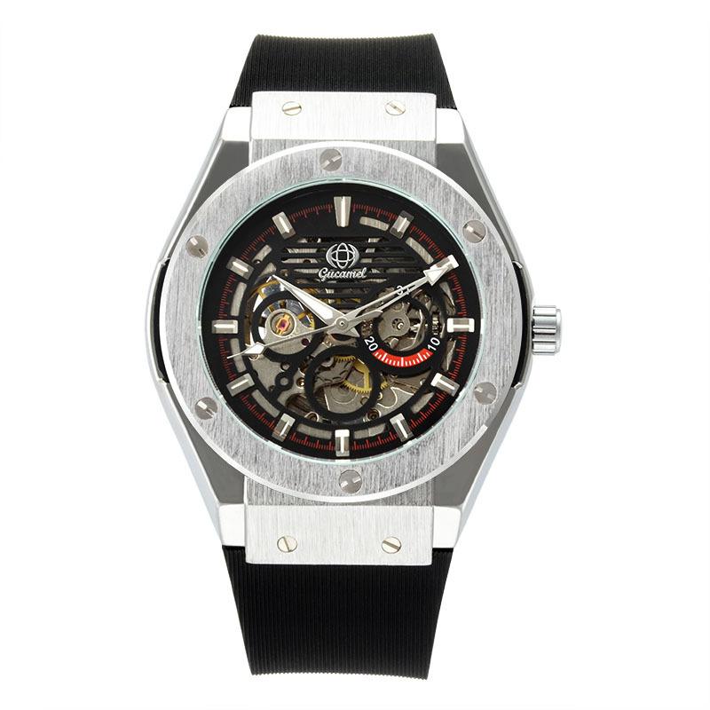 Top Neue Herren Mechanische Uhr Trendige Business Automatische Mechanische Uhr Silikonband Skelett Herrenuhr