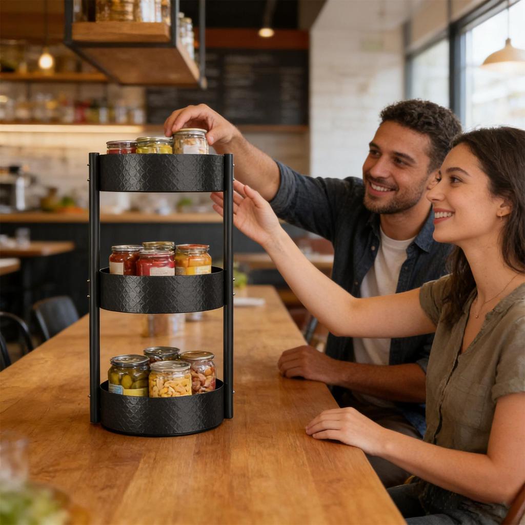 Condiment Organizer Rotating Turntable Countertop Holder Turntable Seasoning Holder Storage Shelf For Pantry Counter Fridge