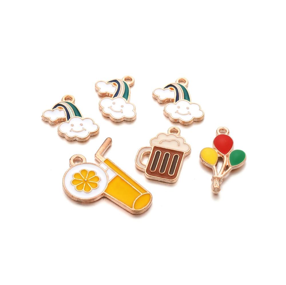 4Pcs/Lot Cute Cartoon Printing Connectes For Earrings Necklace Pendant Crafts DIY Jewelry Making Accessories