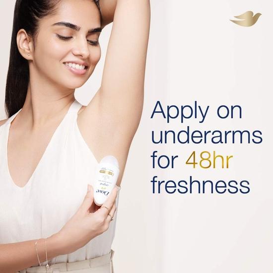 Dove Original Deodorant Roll On For Women, Antiperspirant Underarm Roll On Removes Odour, Keeps Skin Fresh & Clean, Alcohol Free, Paraben Free, 50 ml