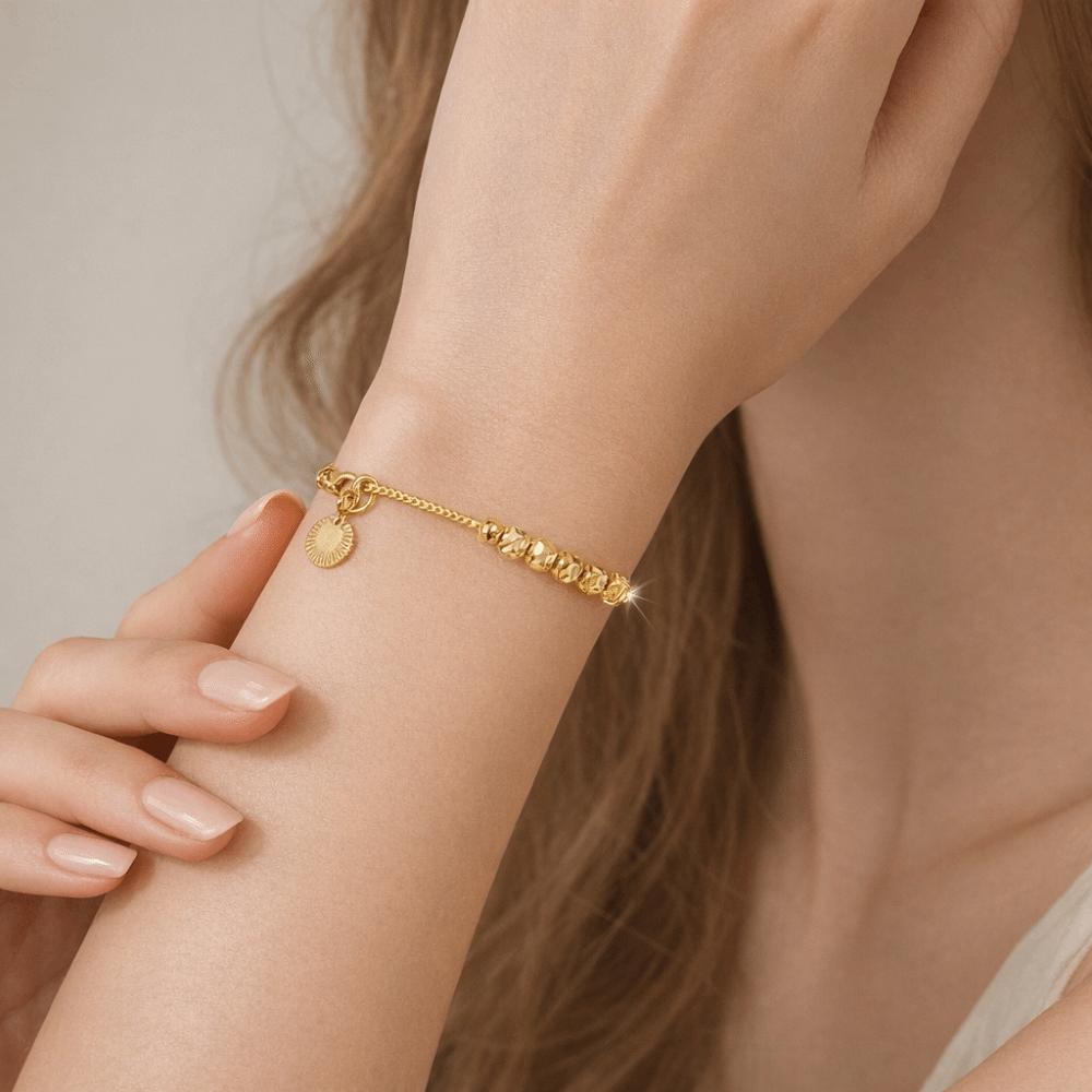 Adjustable Gold Beaded Bracelet Zinc Zinc Zinc Alloy Wristband Fashion Cuff Bangles Girl