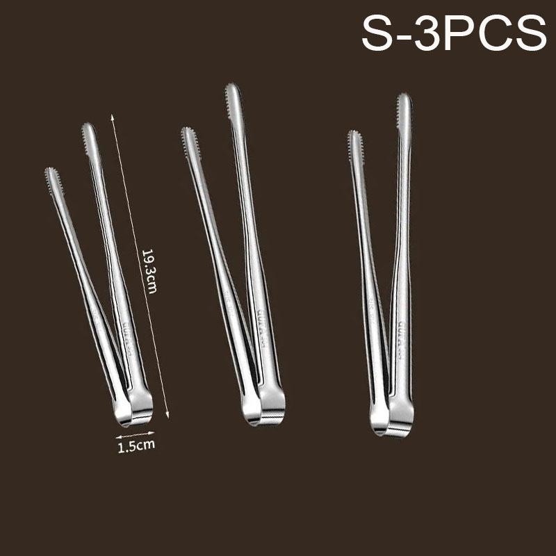 Grill Tongs Stainless Steel Food Tongs For BBQ Cooking Utensils Tongs Silver Non-Slip Tongs Camping Supplies Kitchen Tongs