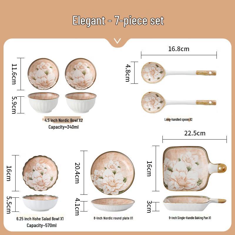 WA Ceramic Japanese Camellia Dinnerware Set