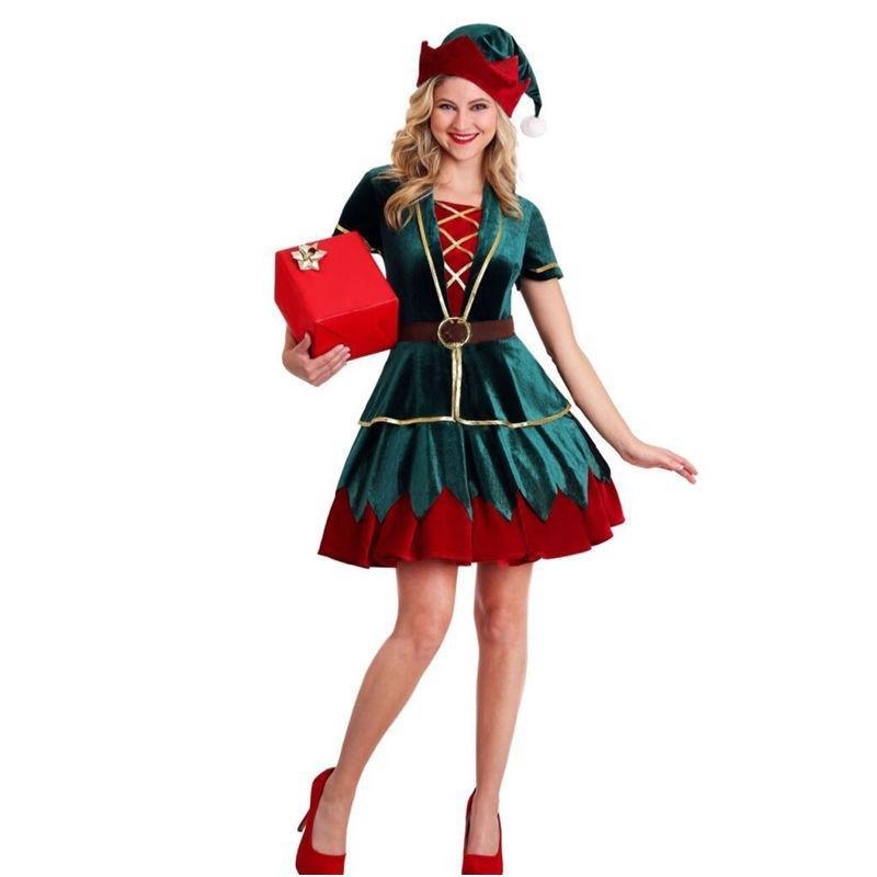 New Santa Claus Christmas Elf Costume Adult Male and Female Divided Christmas Party Costume Party