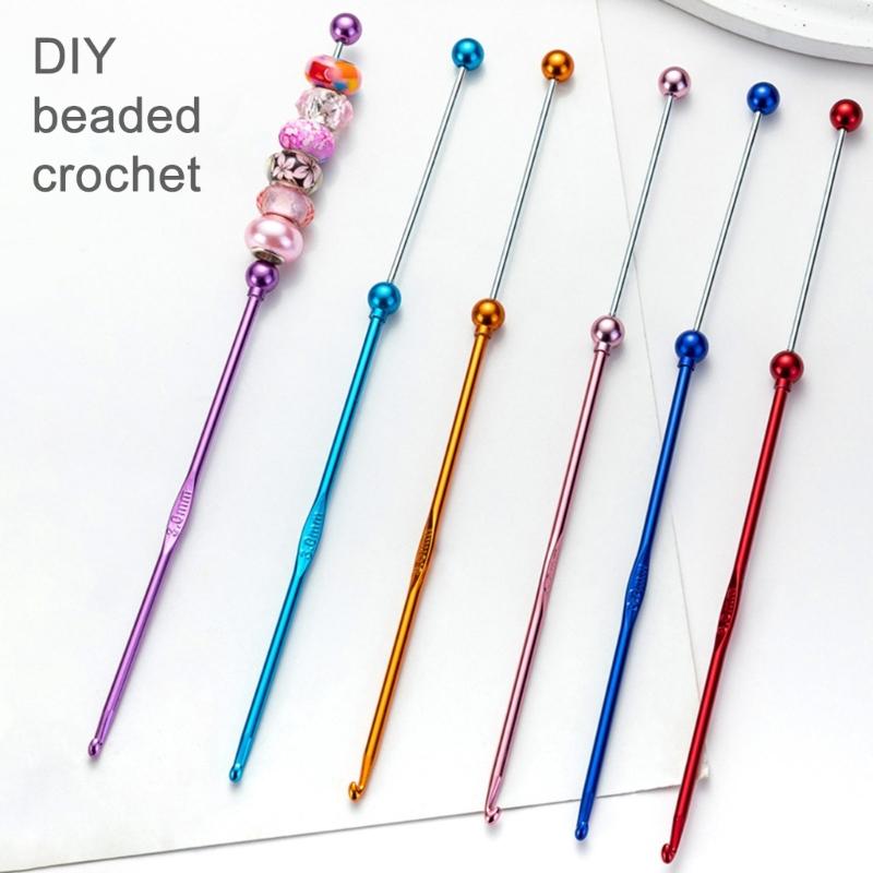 Beads Knitting Needle Metal Crochet Hook 3mm Easy to Use Crochet Needle for Crocheting Knitting for Handicrafts