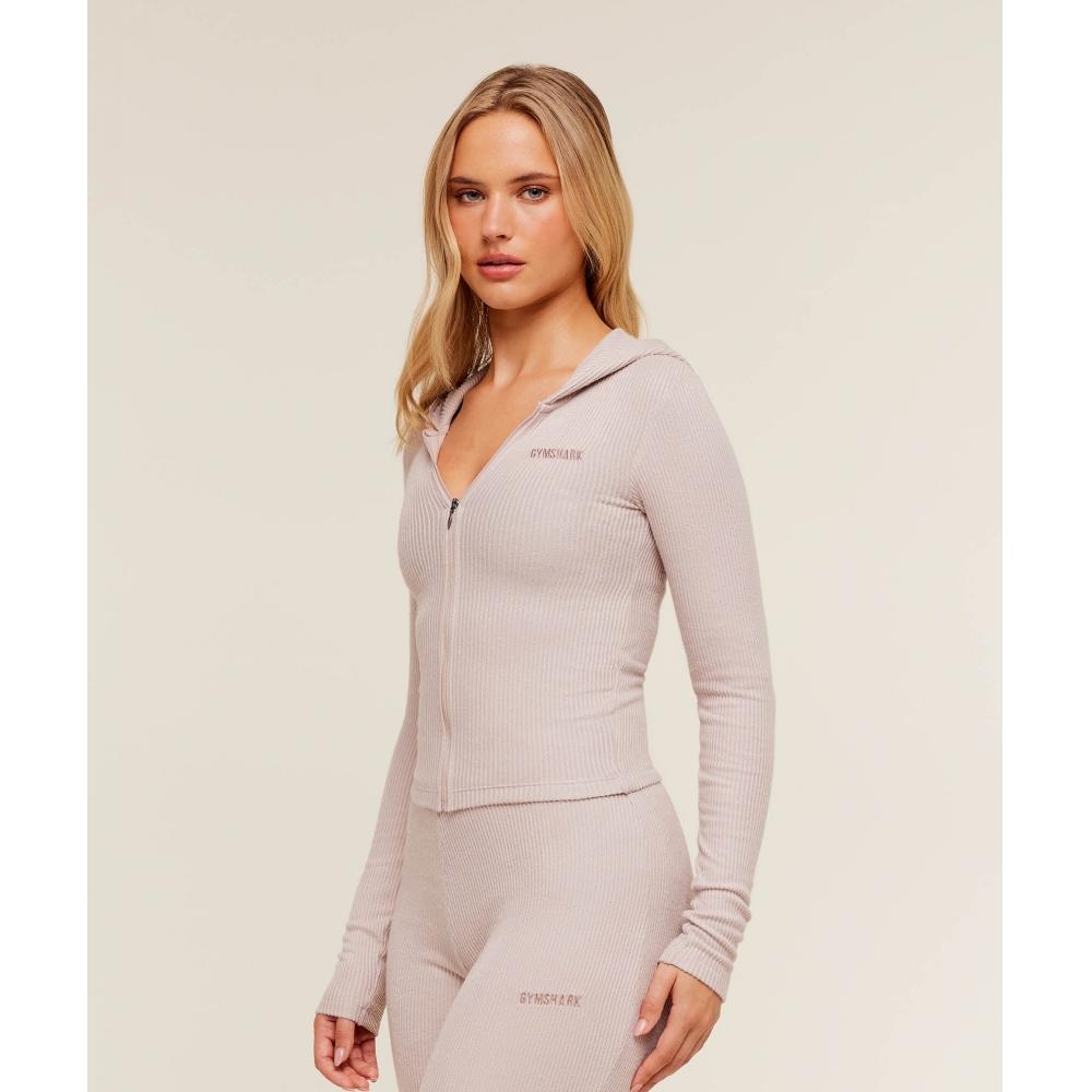 Gymshark Supersoft Zip Through Hoodie Dusk Pink B4c5u Kc20