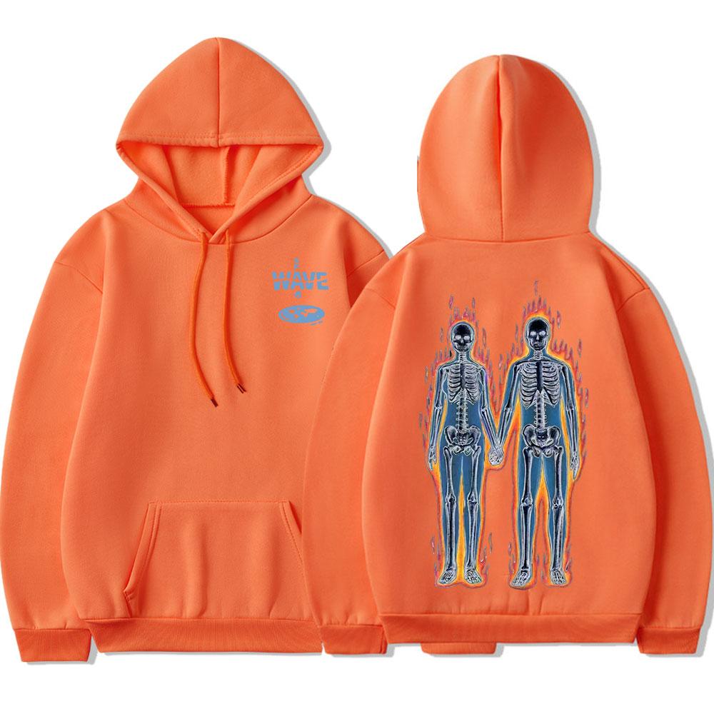 Скелет, тепловизионный графический принт, унисекс/женская хлопковая толстовка с капюшоном, повседневный пуловер большого размера, популярная толстовка, трендовая одежда унисекс 2XL