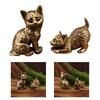 Vintage Brass Miniature Cats Figurine Handcrafted Home Decors Elegant Antique Desk Ornament Gift For Kitten Lover