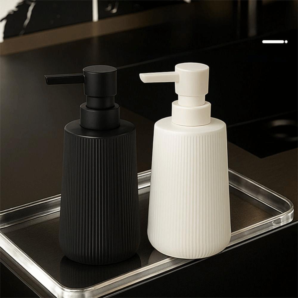 Modern Ribbed Handwash Container 380ml Capacity Soap Lotion Bottle Bathroom Use