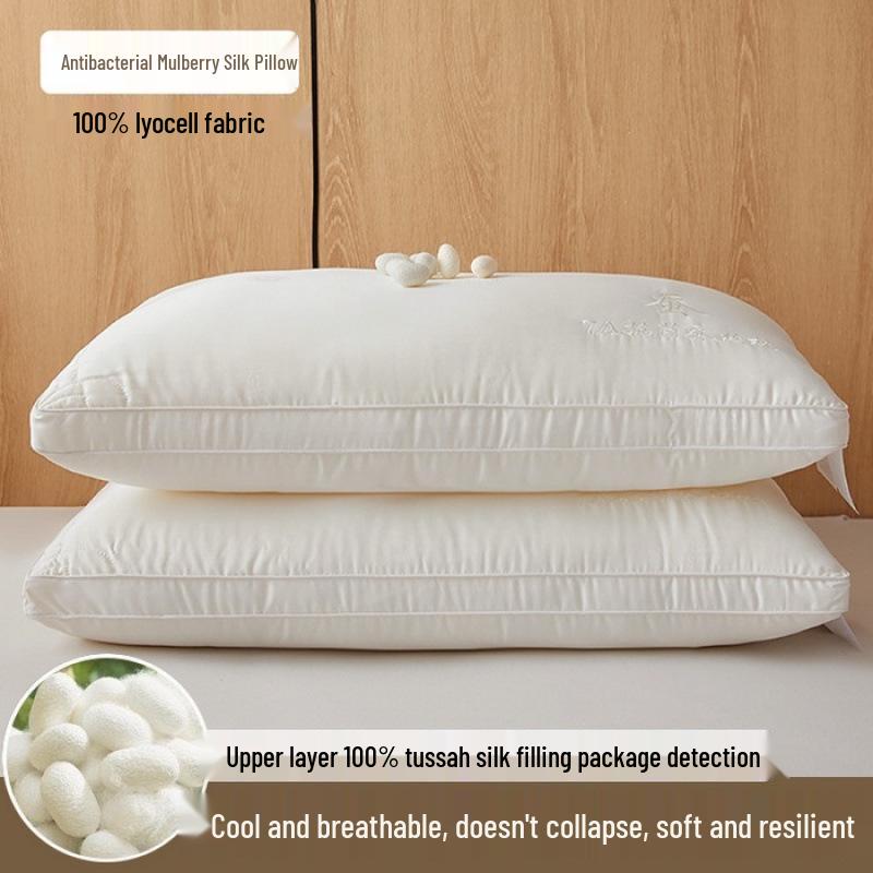 Подушка-поддержка шеи для студентов из шелка класса А 100 с 3D вышитым двухслойным ядром - Мягкая и упругая 48x74cm Low Pillow One Piece 2990₽