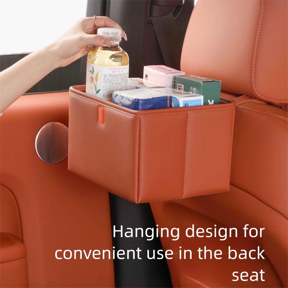 Leather Foldable Car Trash Bin Waterproof Car Backseat Storage Box Car Garbage Bin Car Supplies