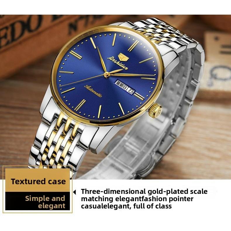 JIN SHI DUN Automatic Mechanical Watch, Fashionable Thin Waterproof Watch for Men