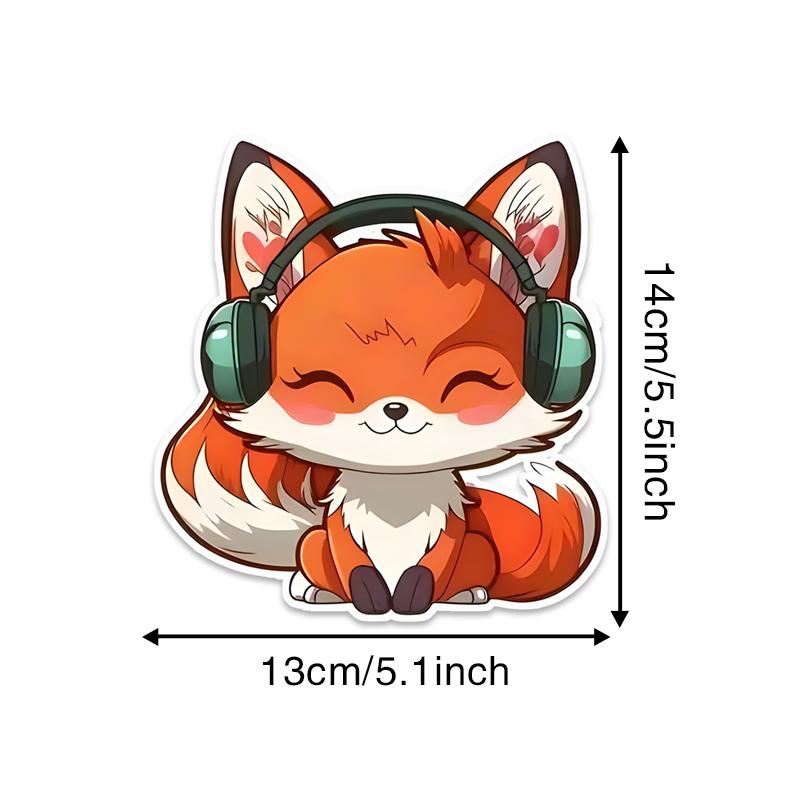 

JT104#13x14см Маленькая Лиса Аниме Наклейка В Наушниках Виниловая Наклейка для Автомобиля Грузовика Ванна Наклейка На Бампер Наклейка 13x14cm