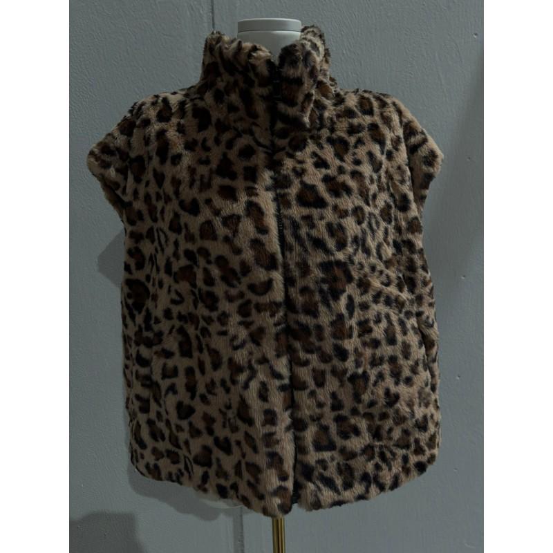 2026 Fall Womens Short Faux Fox Fur Vest Street Style Loose Sleeveless Coat