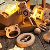 Newborn Baby Toys Hundred Days Wooden Gift Box For Children, Full Moon Baby Soothes Bear, Rattles, Grinds Teeth And Bites