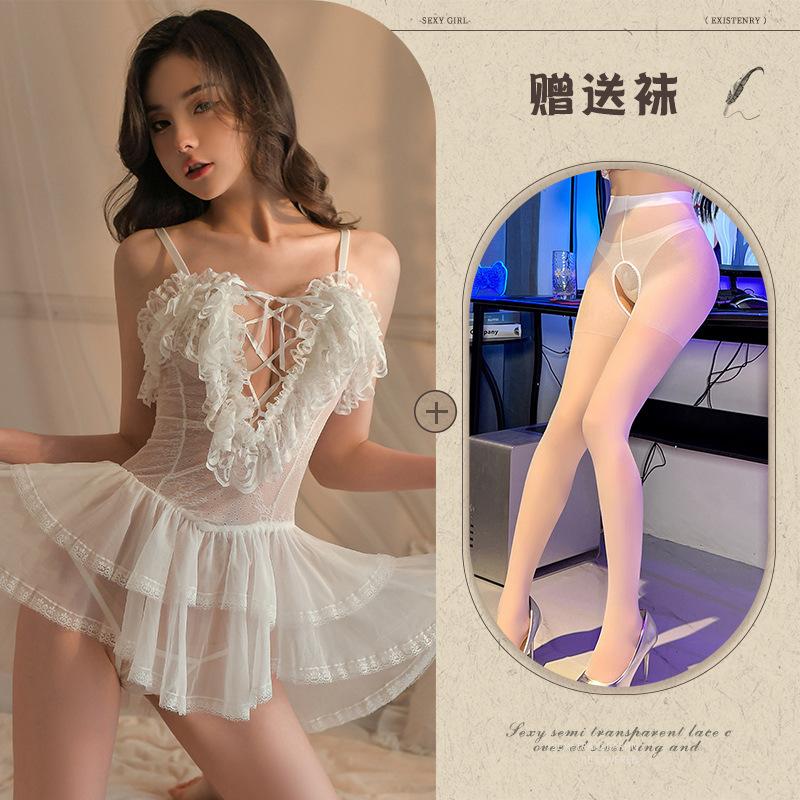 Sex Underwear Sexy Suspender Lace Seduction Pajamas Deep V Hollow Strap Pajamas Set Love'Fun Clothing Women