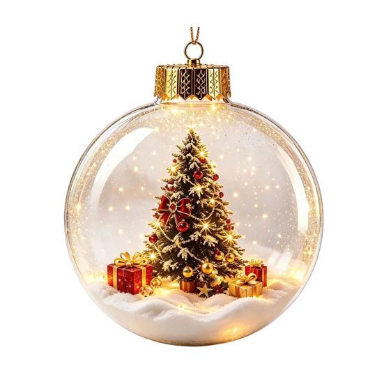 Unique Christmas Gift Ideas Glowing Ball Ornaments, 3D LED Lighted Acrylic Hanging Light-up Holiday Keepsakes Balls for Tree Mantel Window, Home Decor