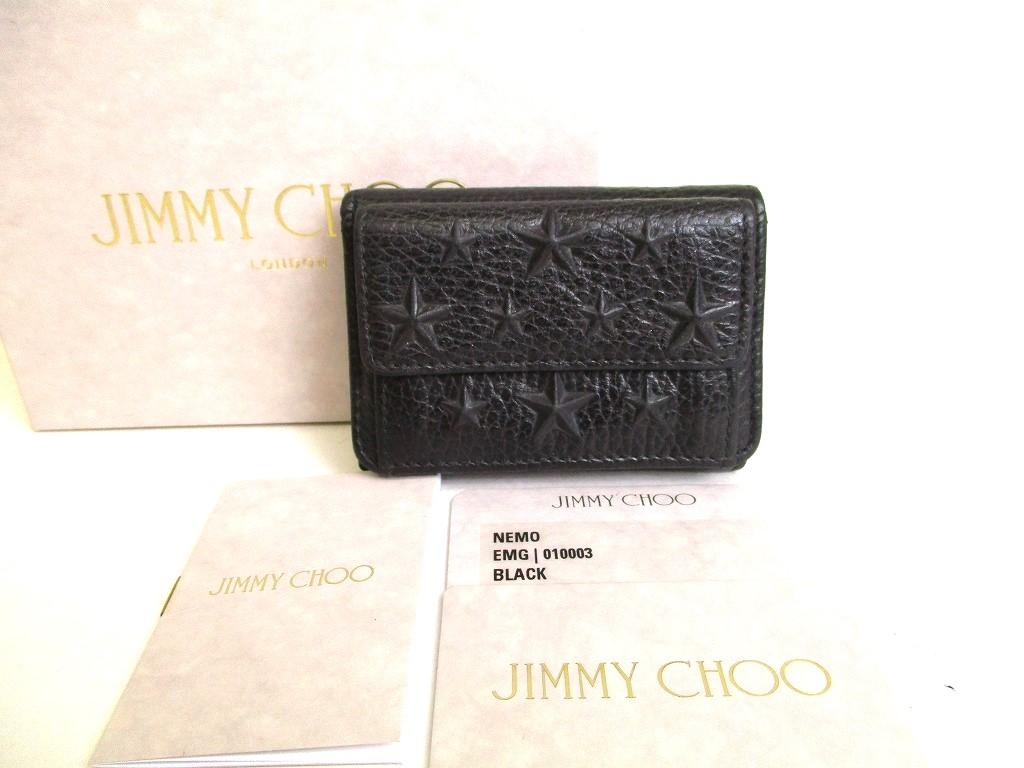 

Справжній шкіряний чорний гаманець Jimmy Choo із тисненням зірок Компактний гаманець №9278 б/у