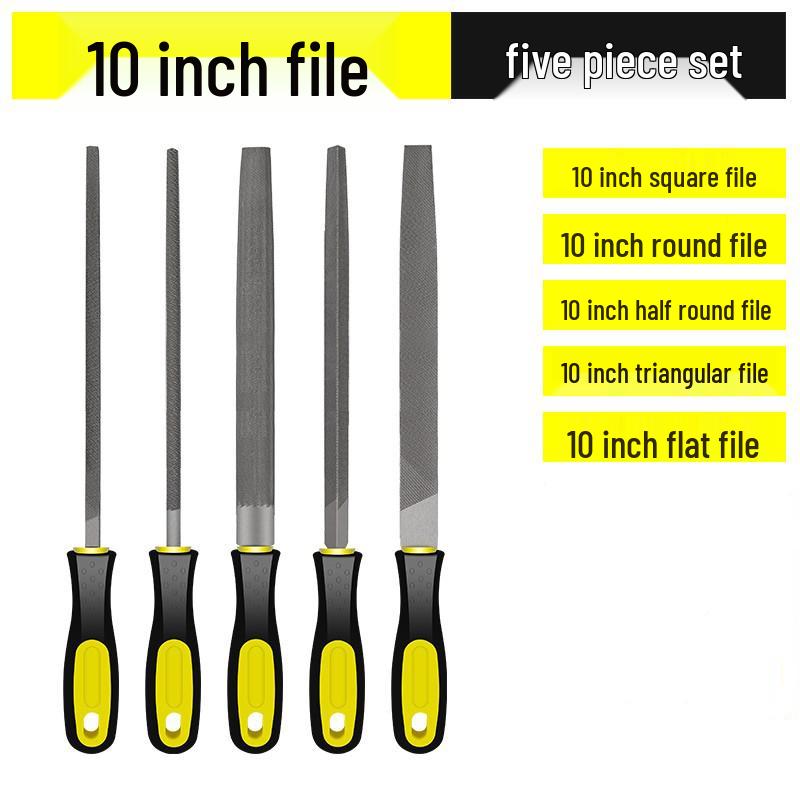 Multifunctional Steel File Set: Triangular, Half-Round, Round, Flat, Board, and Rasp Files