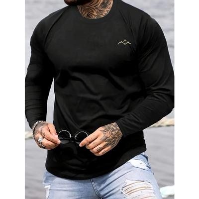 Herr Polyester Långärmad T-shirt Mjuk Andningsbar Casual Vardagstopp