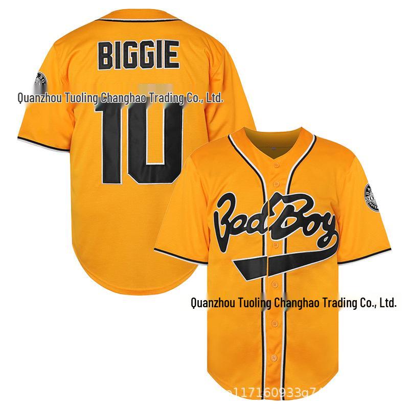 Bad Boy Black BIGGIE #10 Baseball Jersey - Embroidered Men's Hip Hop Party Wear