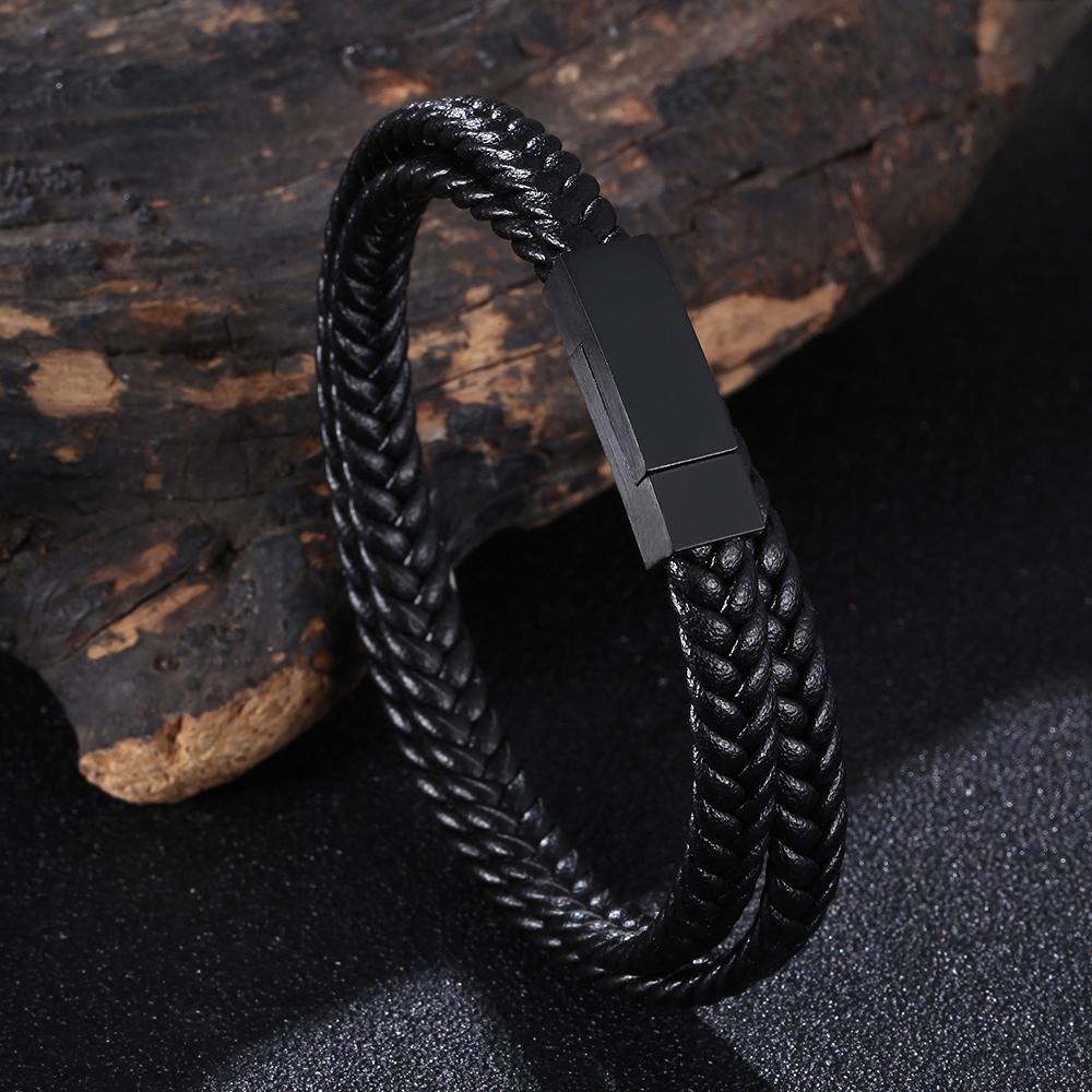 

Мужской браслет из нержавеющей стали с ручной намоткой веревки, кожаный, выбор, классический браслет с намоткой, аксессуары, подарок 205mm