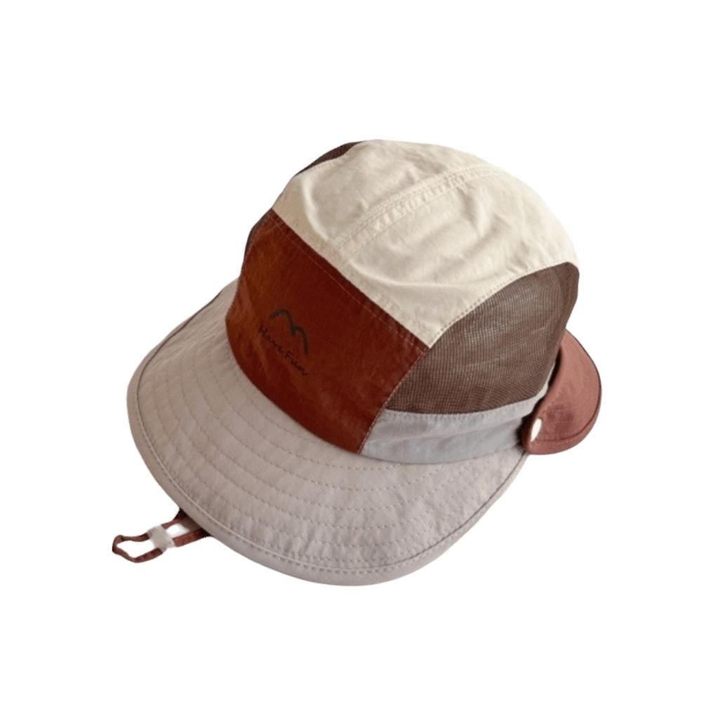 Breathable Children Sun Hat Thin Detachable Cap Cartoon Quick-Dry Bucket Hat Girls кофейный