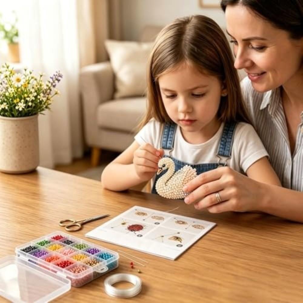 Creative Handmade Bead Art Set Mother Mary Swan Beading Set New 3D Bead Kit DIY Activity