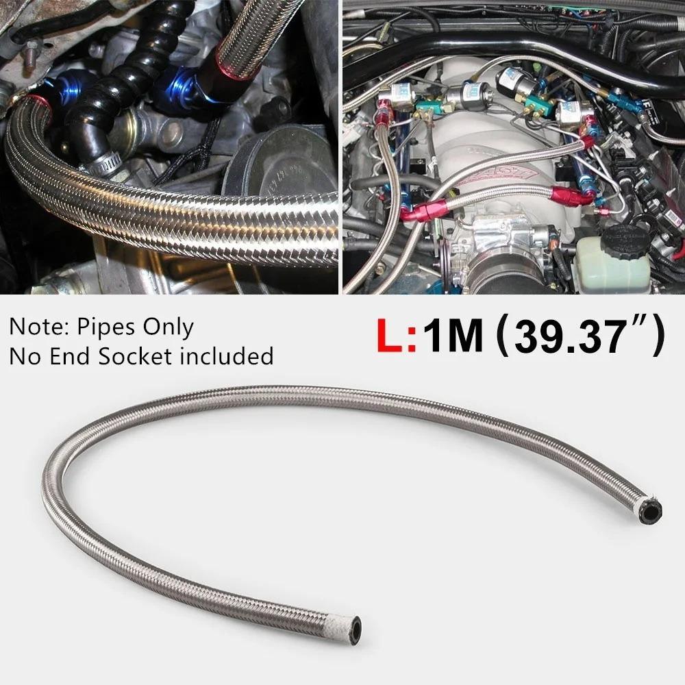 AN4-AN12 Stainless Steel Universal 1 Meter Oil Hose Pipe Braided Fuel Line Turbo Oil Cooler Hose