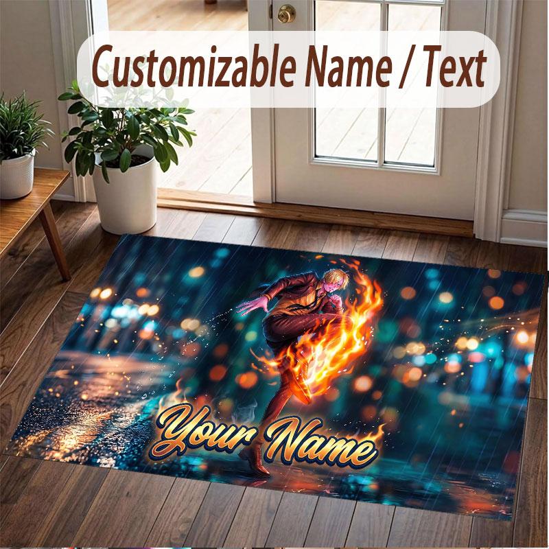 Custom Name Crystal Velvet Rug,One Piece Comfortable Anti Slip Floor Mat For Room Decoration