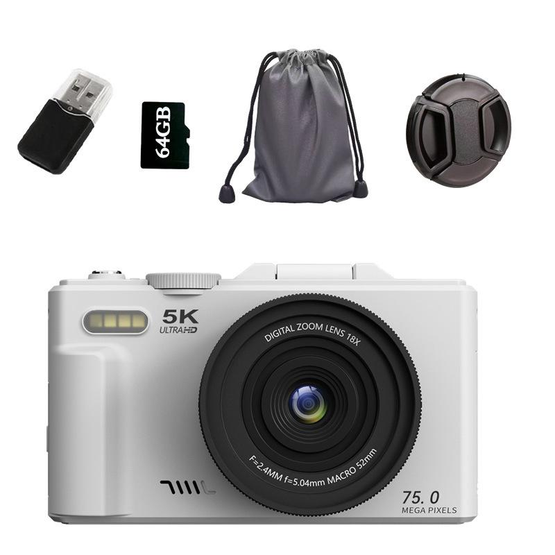 3-inch Flip Screen WiFi Beauty HD Camera, 75MP, 5K Video, 18x Zoom
