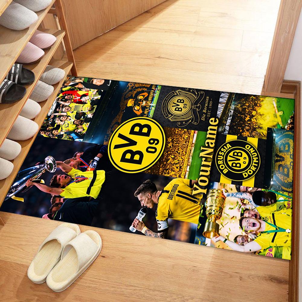 Borussia Dortmund Customize Your Name Floor Rug Office Rug Design for Dormitory Outdoor Playrooms Decorate Room Anti-slip Rug Decorate Offices