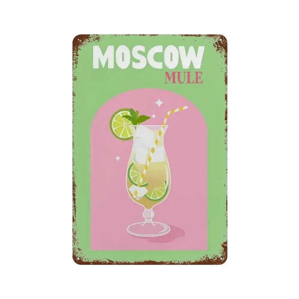 Vintage Fruit Juice Metal Tin Sign Mojito Aperol Spritz Posters and Sangria Drink Negroni Plaque for Club Bar Shop Home Decor