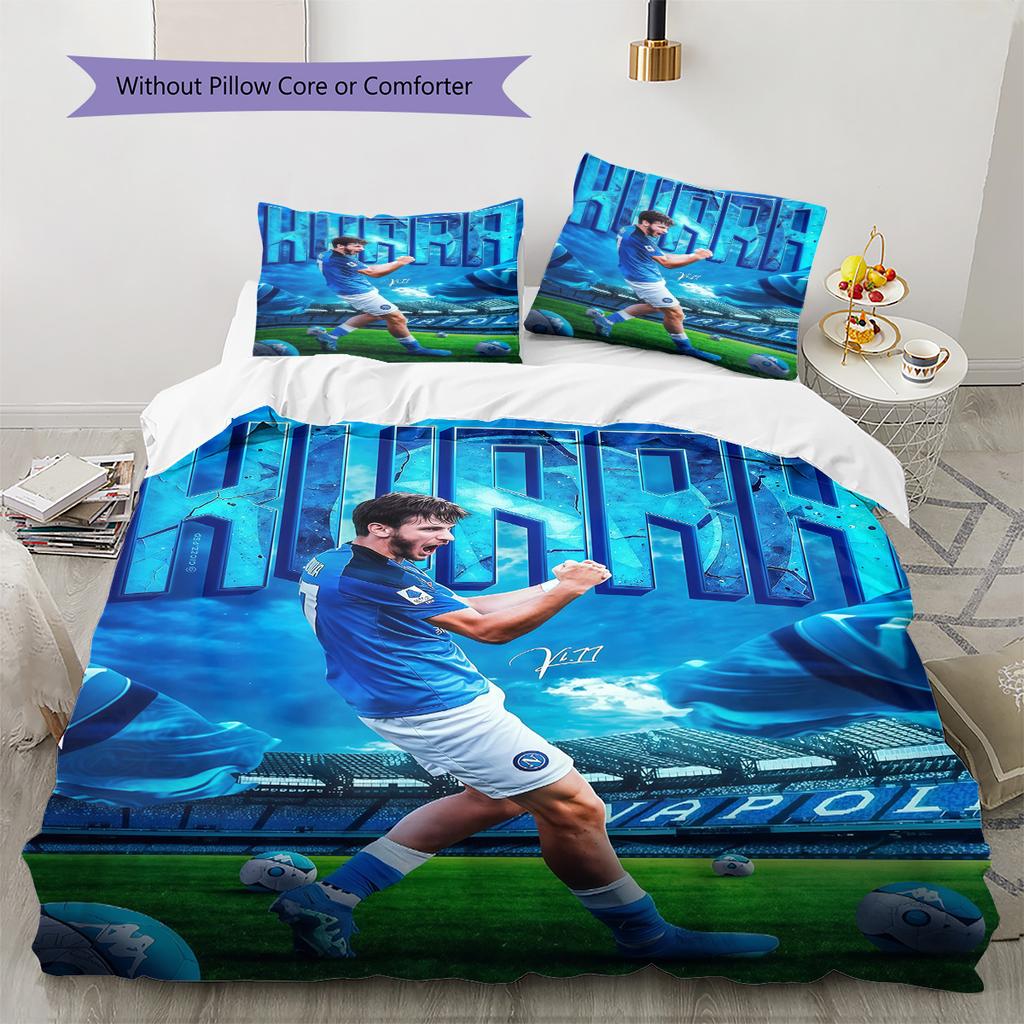 SSC Napoli Pattern Bedding Quilt Set Quilt Cover Pillowcase Home Decoration Birthday Gift (1 * Duvet Cover + 2 * Pillowcase, Without Core)
