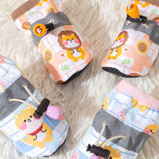 4Pcs Pet Shoes Anti-Slip Protect Paws Soft Lining Windproof Drawstring Design Comfortable To Wear Anti-Dirty Small Dog Teddy Shoes