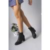 Women's Black Vegan Leather Heeled Boots Qadn Qara