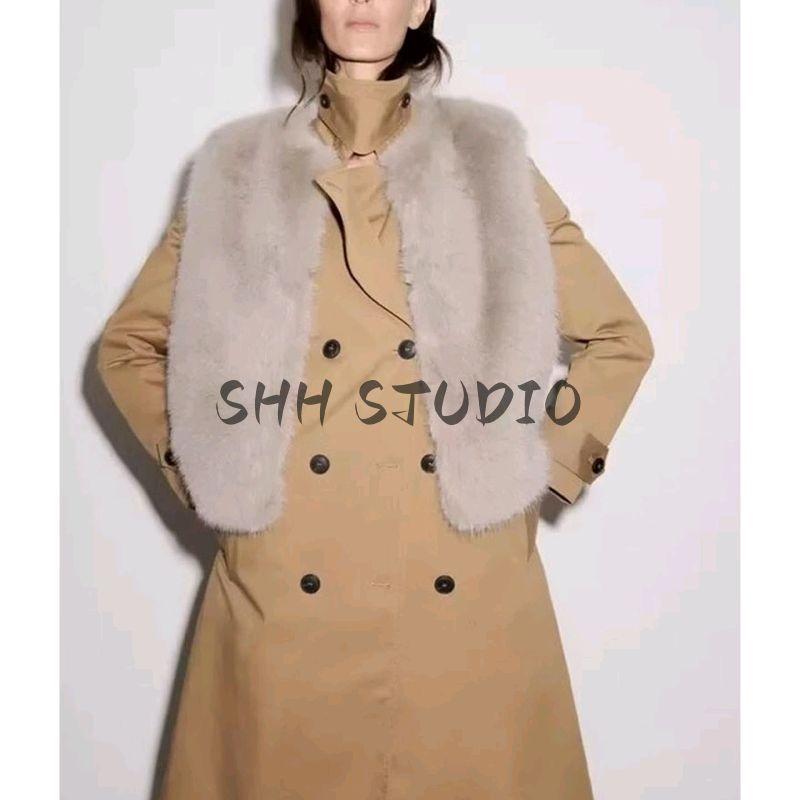 Fall New Women's Clothing French Artificial Fur Effect Sleeveless O-neck Short Vest Tops 4369242