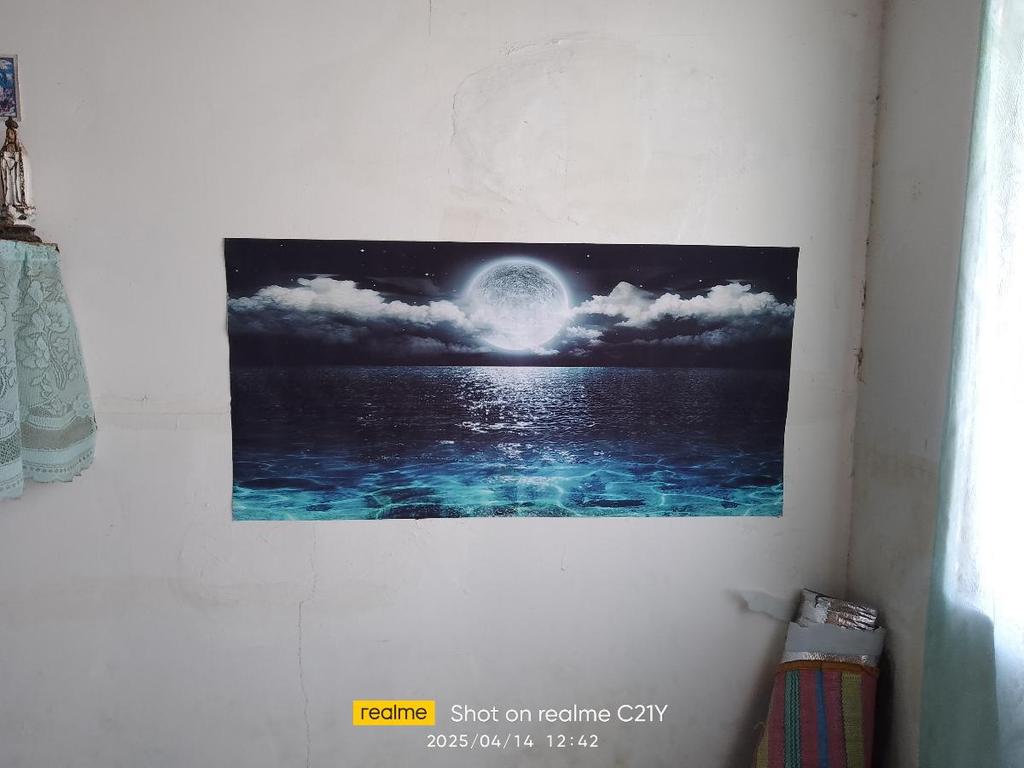 Ein rahmenloses Mondlicht-Ozean-Leinwand-Wandbild, Großer abstrakter Mondlicht-Reflexionsdruck, Moderne Heimdekoration, Geeignet für