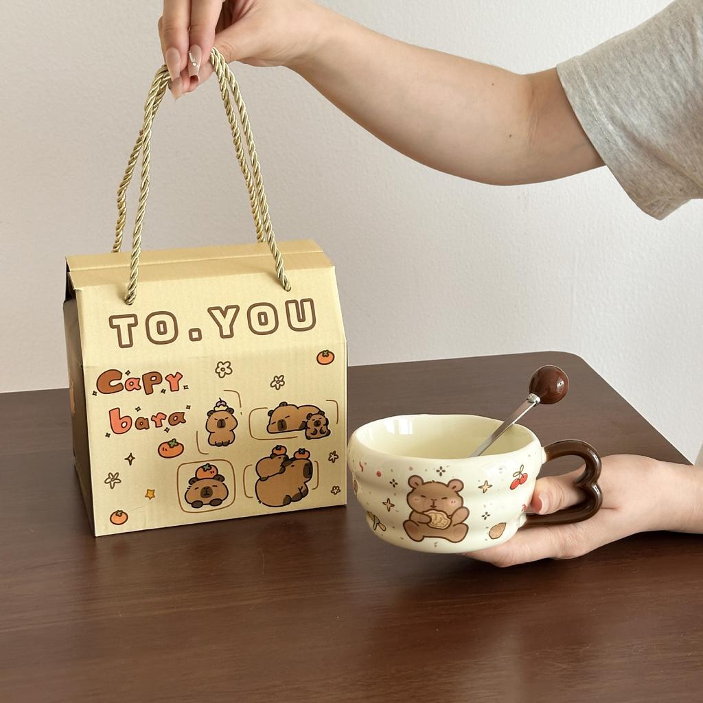 Cute Kapibala Ceramic Mug Children's Home Breakfast Coffee Mug for Friends Practical Birthday Gifts