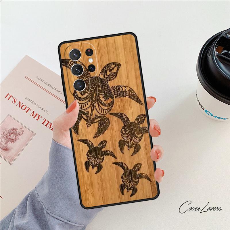 Bamboo Wooden ANIMALS phone case For Samsung Galaxy S24 S25 S23 S22 Ultra Note 10 20 Plus S20 S21 FE Cover