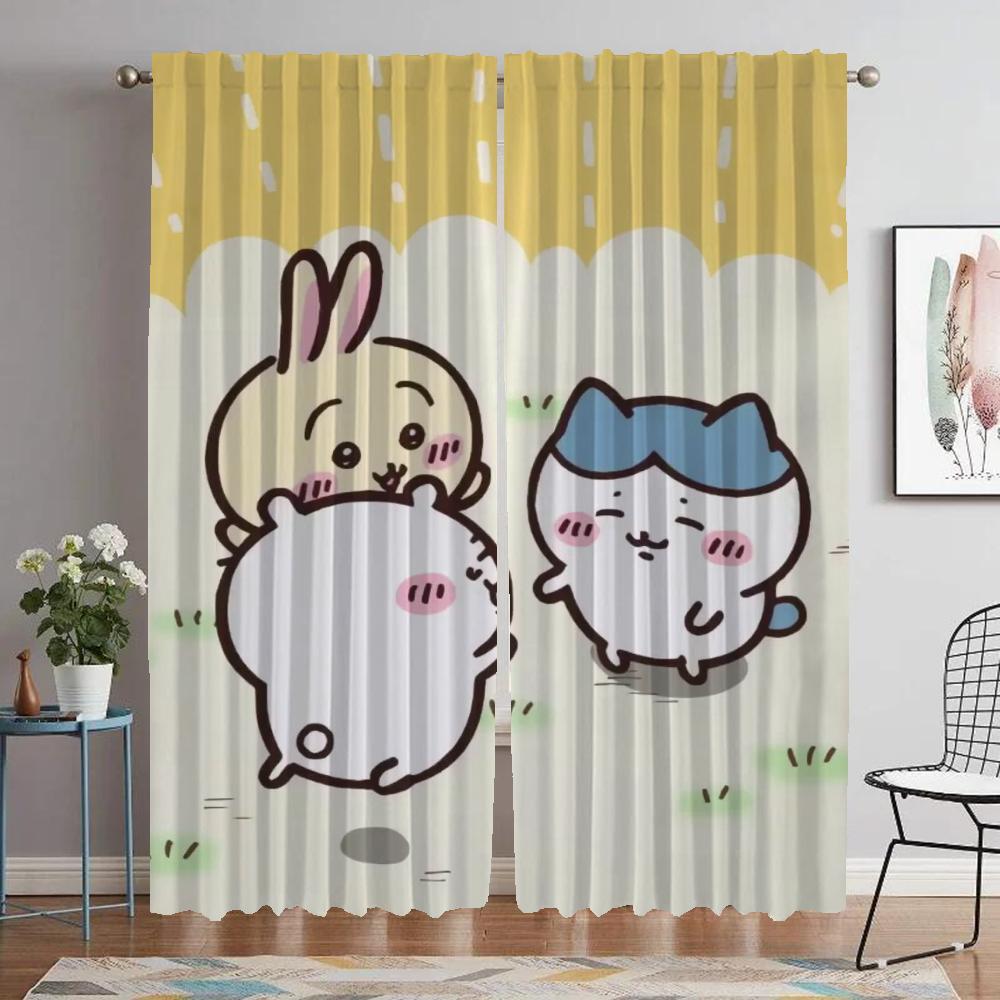 Chiikawas Partition Home Interior Curtains for Camera Living Room Curtain Shades Halloween Decoration Tulle for Bedroom Kitchen