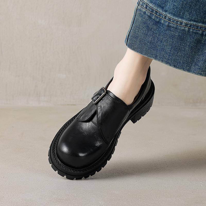 Fashion 2025 New Arrival Soft Genuine Leather Women Heels Shoes Round Toe Comfortable Fashion Casual Mid Heel Shoes Four Seasons Shoes