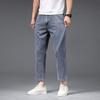 Summer eight-point jeans men's thin Tencel cotton loose straight high-end soft and comfortable casual nine-point pants
